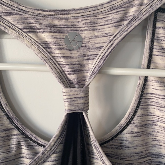 Black tank with attached grey/white sports bra - Picture 3 of 3